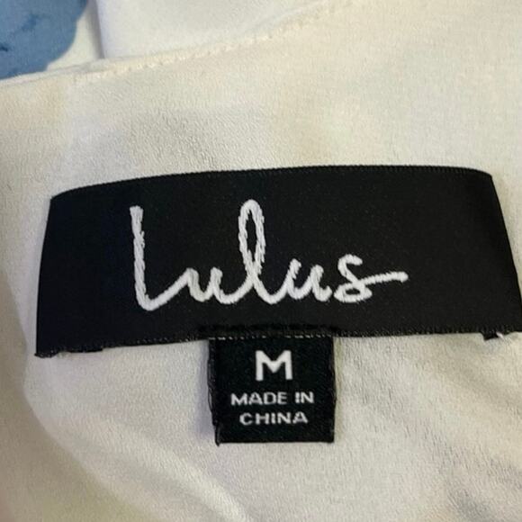 Lulus Women's White Blue Floral Short Sleeve Tie Waist Maxi Wrap Dress Size M - Picture 5 of 6